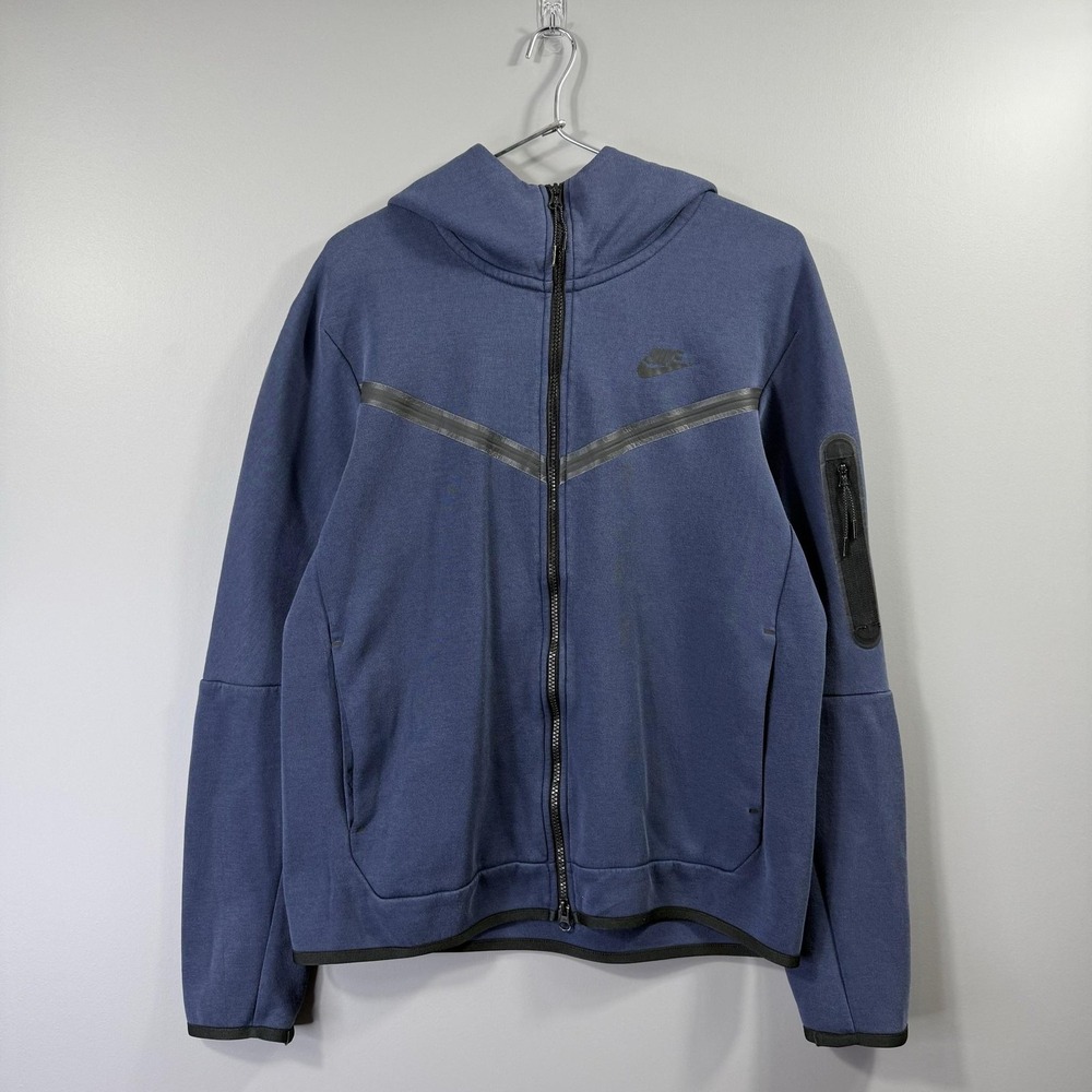 Nike Windrunner Tech Hoodie Mens Medium Blue Full Zip Fleece